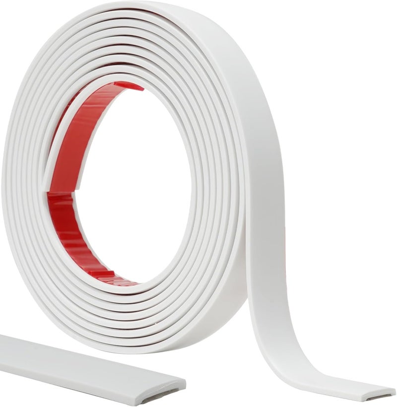 JSIWOTH Peel and Stick Trim, 0.8 in x 10 Ft Waterproof Molding Trim for Walls, Mirror Frame,Baseboard, Flexible & Self-Adhesive Trim White(Paintable) - Image 1